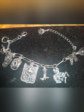 Silver Rodeo Western Charm Bracelet - Women Jewelry Bracelets